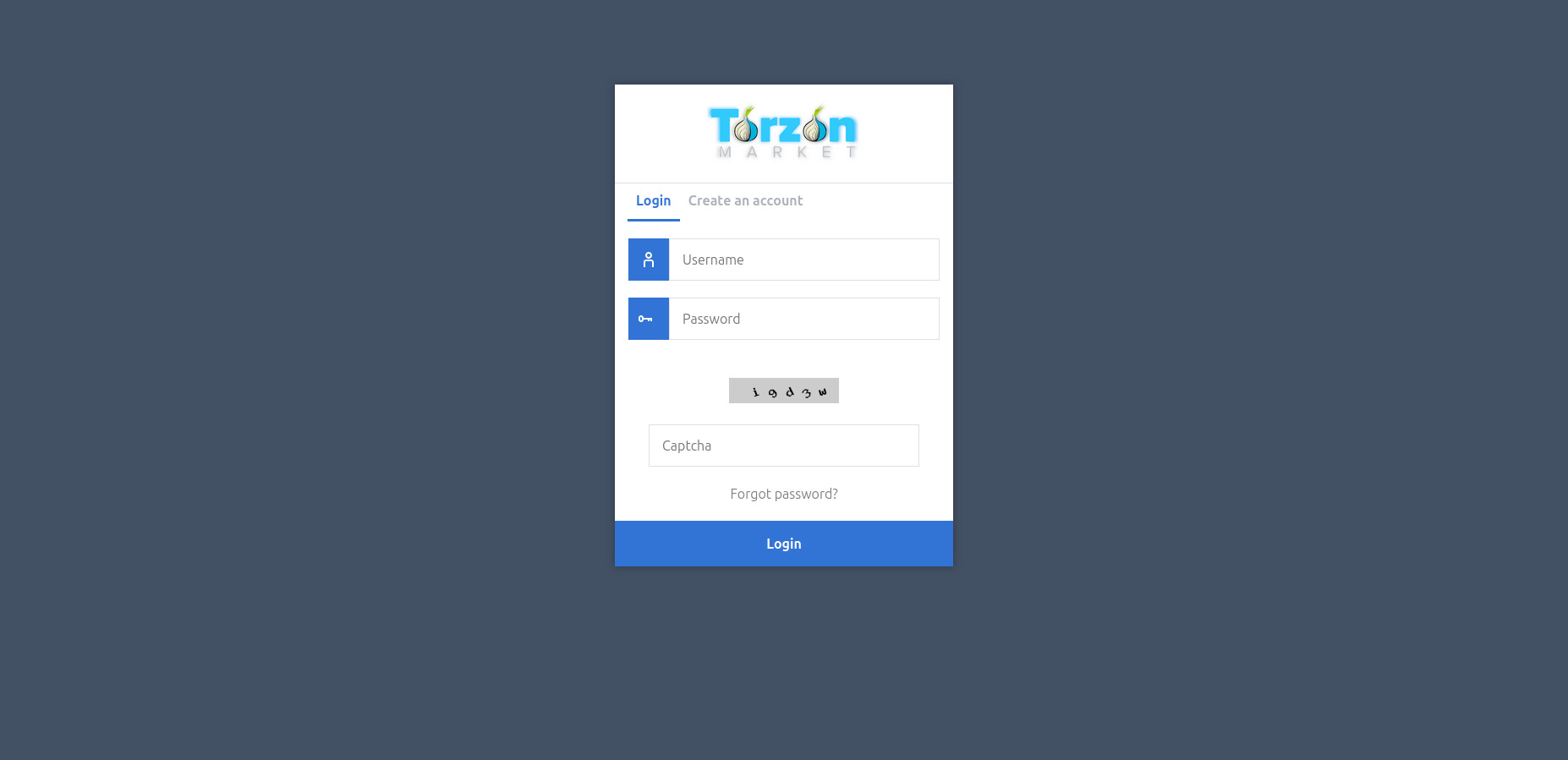 TorZon login form with captcha