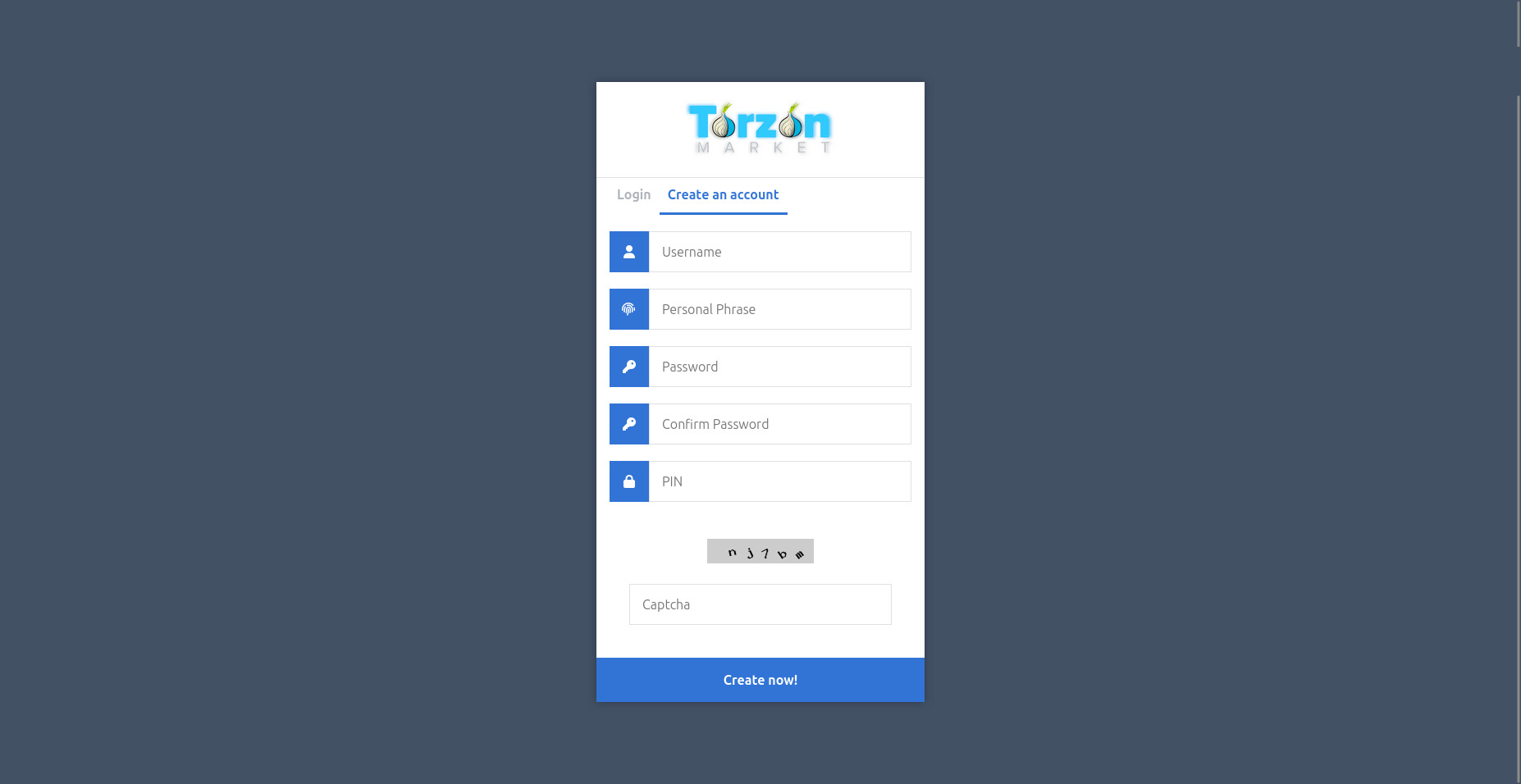 TorZon registration with mnemonic seed